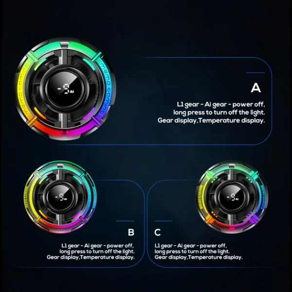 MEMO CX15 Mobile Cooling Fan – Digital Display RGB Gaming Cooler
